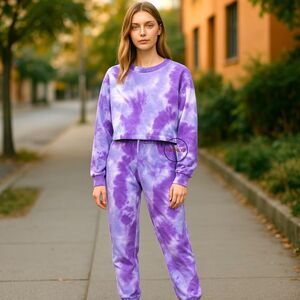 Refuge Athletics Pajama Set Tie Dye Purple Small